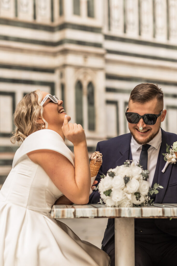 Italy elopement photographer capturing a couple eloping in Florence at sunrise.