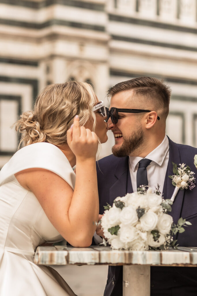 Italy elopement photographer capturing a couple eloping in Florence at sunrise.