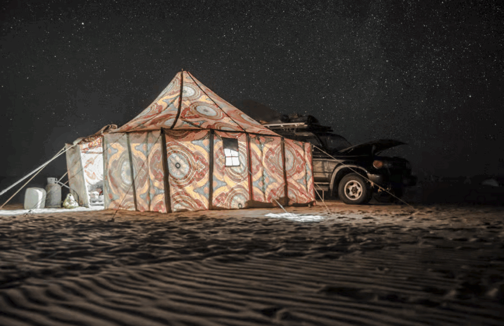 camping set up in egyptian desert
