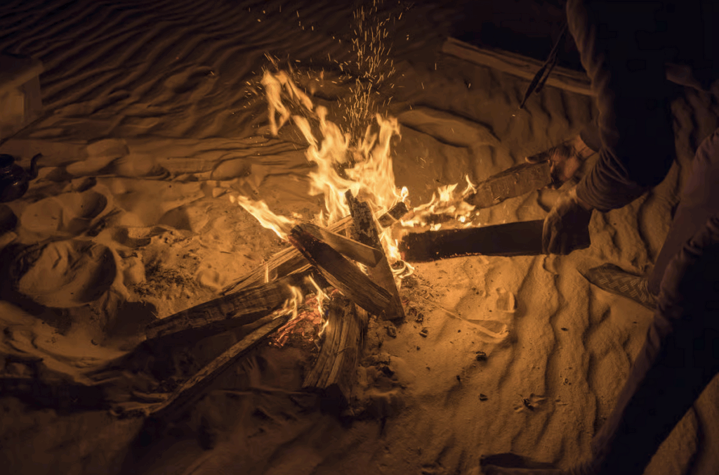bonfire during egypt elopement in the desert