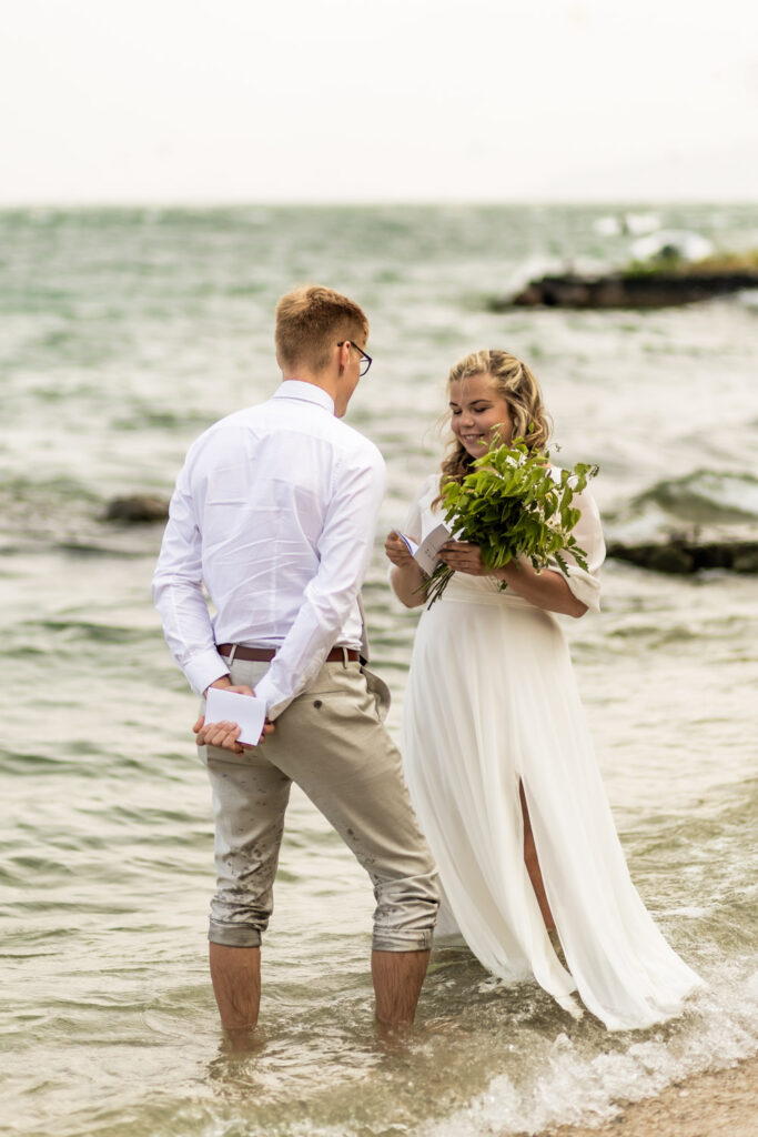 lake garda elopement ceremony in the water