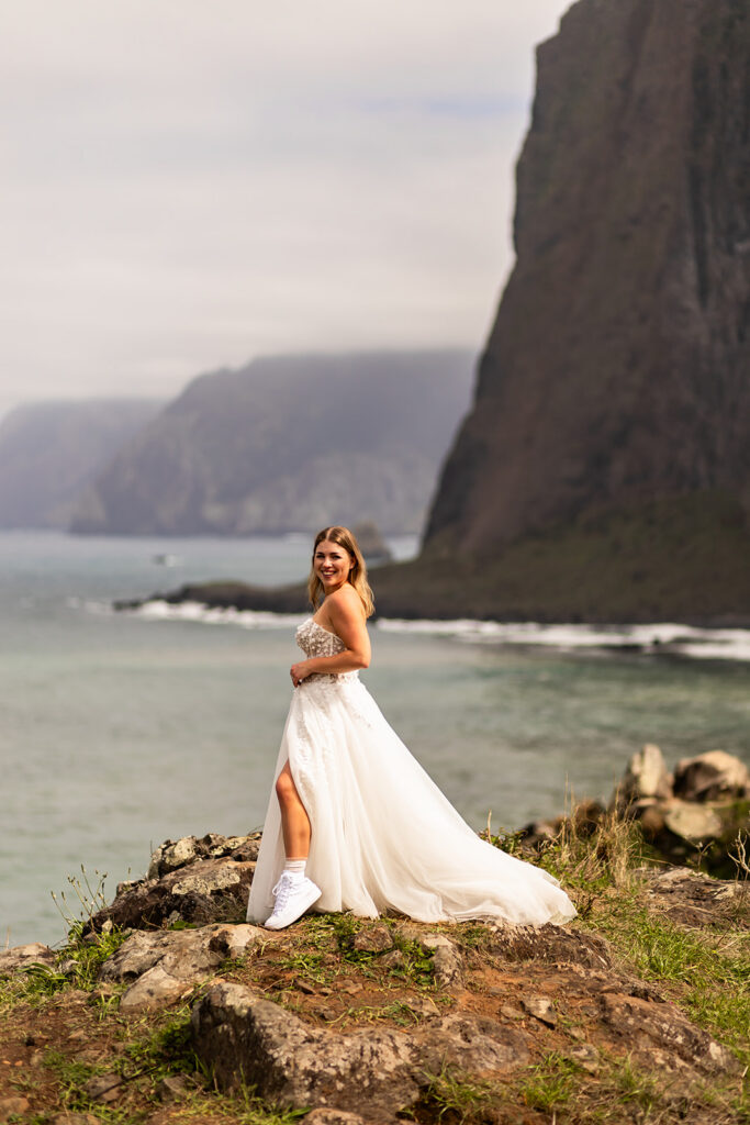 bride during madeira elopement