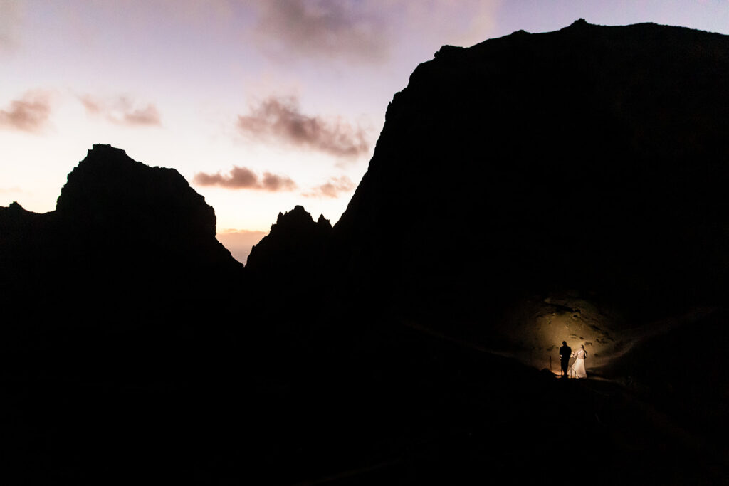 bride and groom madeira elopement hike
