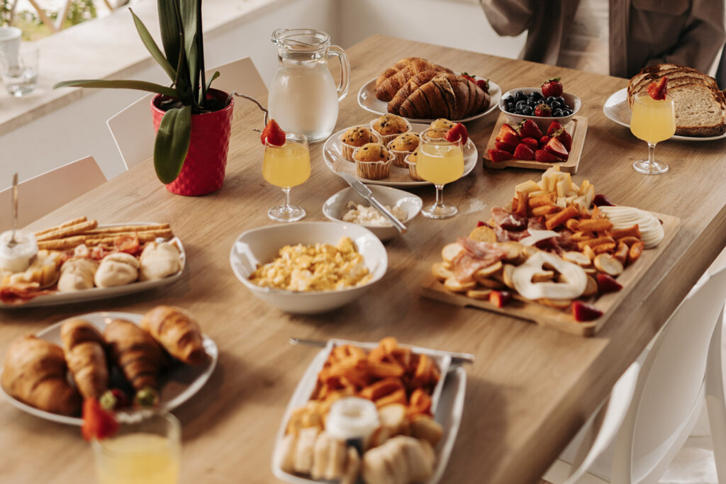 breakfast spread on the table