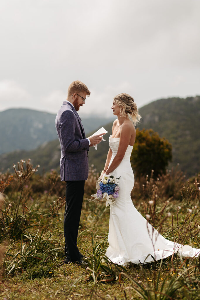 sardinia elopement ceremony in a lush wildflower field