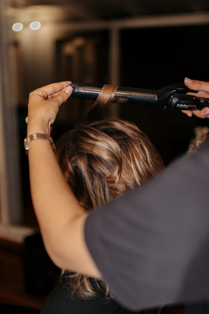 bride getting ready in a hotel room in rome